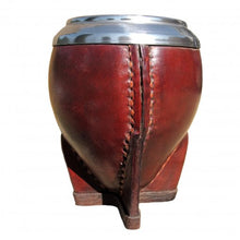 Load image into Gallery viewer, Leather Mate Cup With Metal Rim

