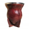 Load image into Gallery viewer, Leather Mate Cup With Metal Rim Gourd/Cuia
