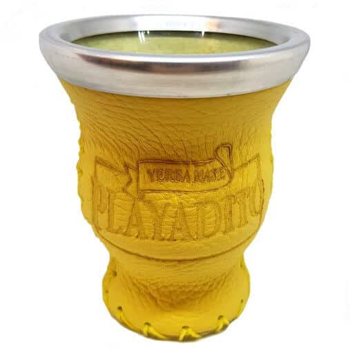 Playadito Mate Cup Leather Bound in Glass Yellow